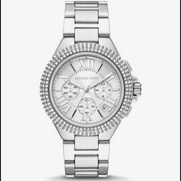Michael Kors Oversized “Camille” Pavé Silver Tone Watch ** READ DESCRIPTION - Picture 5 of 7